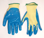 K20BP. Kevlar string knit, blue nitrile palm coated, S - XL. PRICE PER DOZEN.